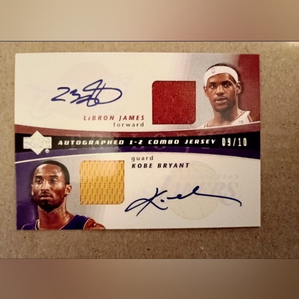 2004 UD Trilogy One Two Combo Kobe Bryant Michael Jordan PATCH Facs AUTO /10